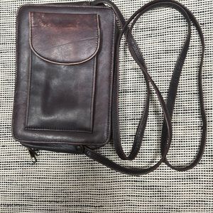 Boulder ridge brown leather crossbody wallet